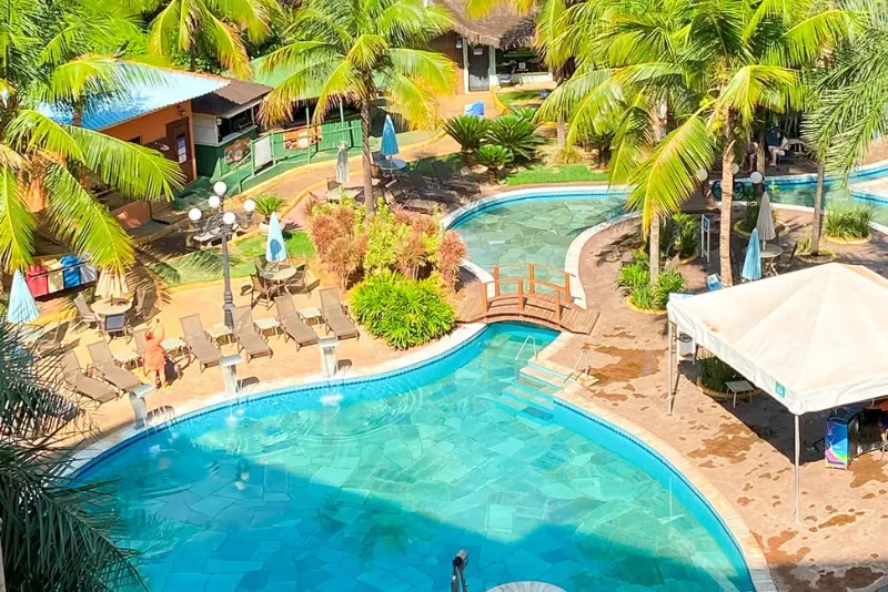 Foto aérea da piscina do Thermas de Olimpia Resort