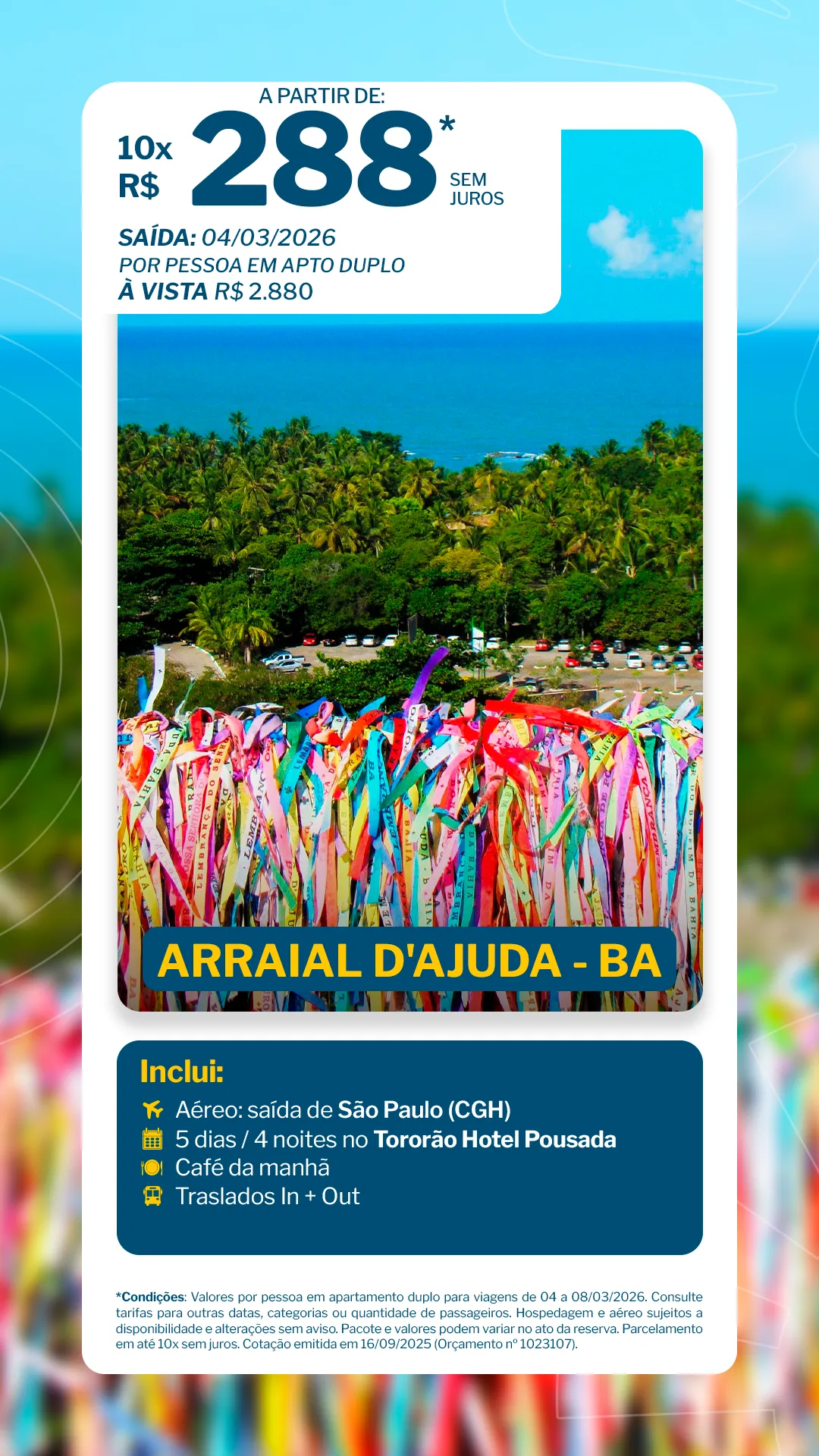 Arraial d' Ajuda - 4 noites - Tororão Hotel Pousada