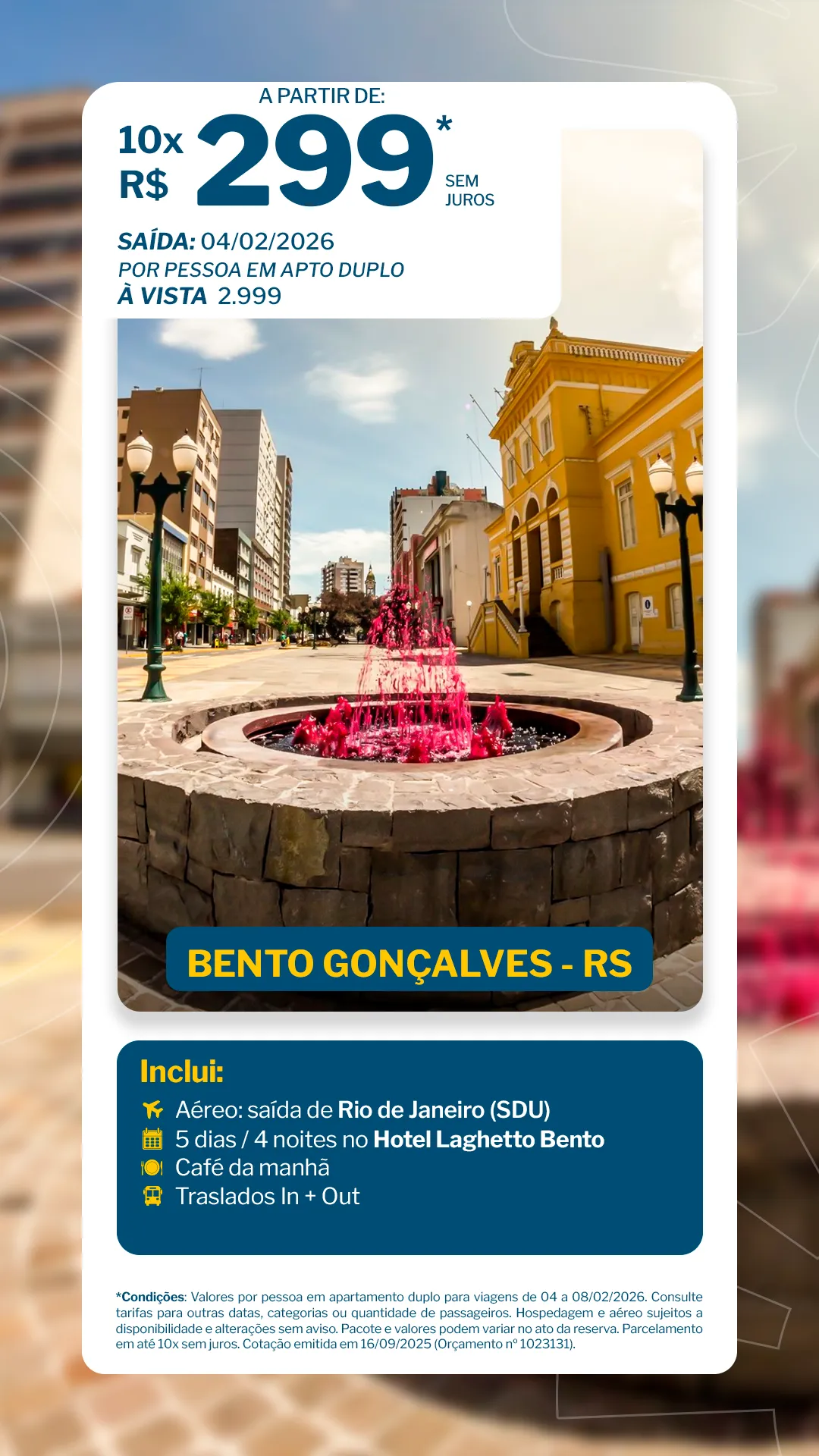 Bento Gonçalves - 4 noites - Hotel Laghetto Bento