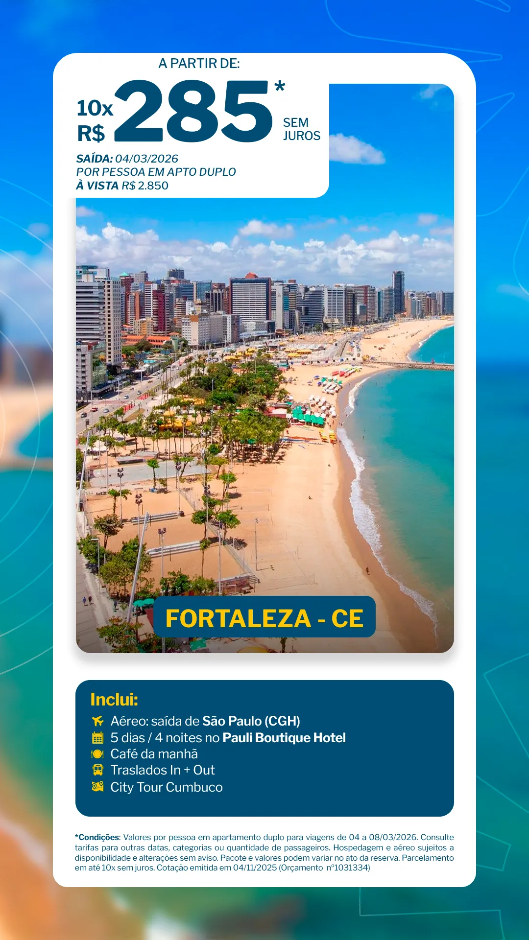 Fortaleza - 4 noites - Pauli Boutique Hotel - CGH