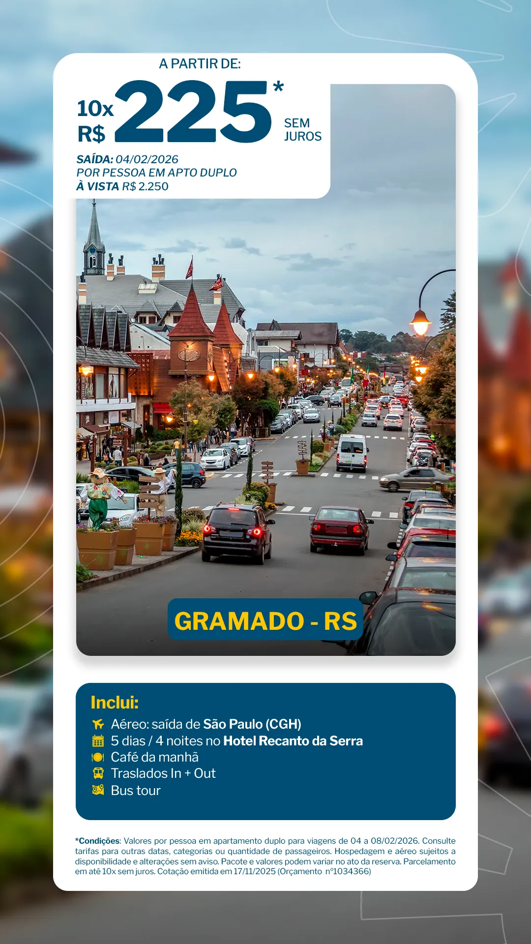 Gramado - 4 noites - Hotel Recanto da Serra