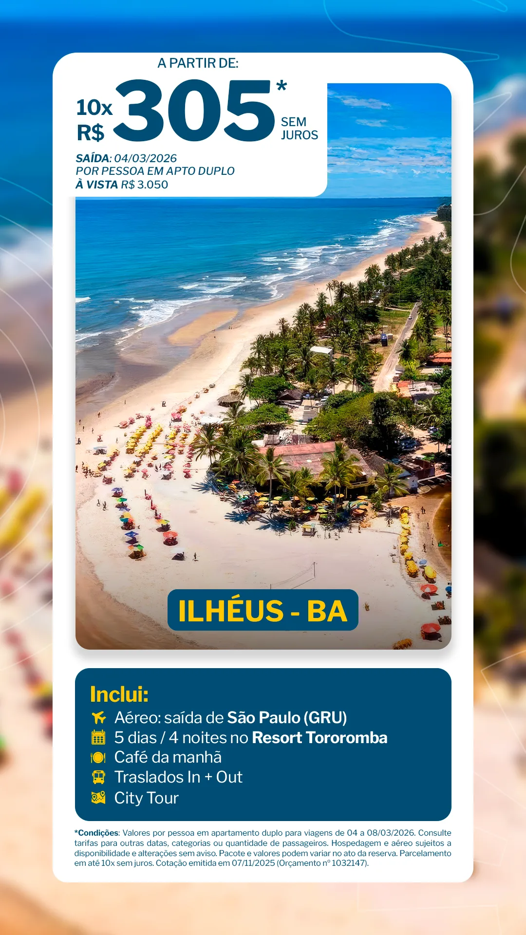 Ilhéus - 4 noites - Resort Tororomba