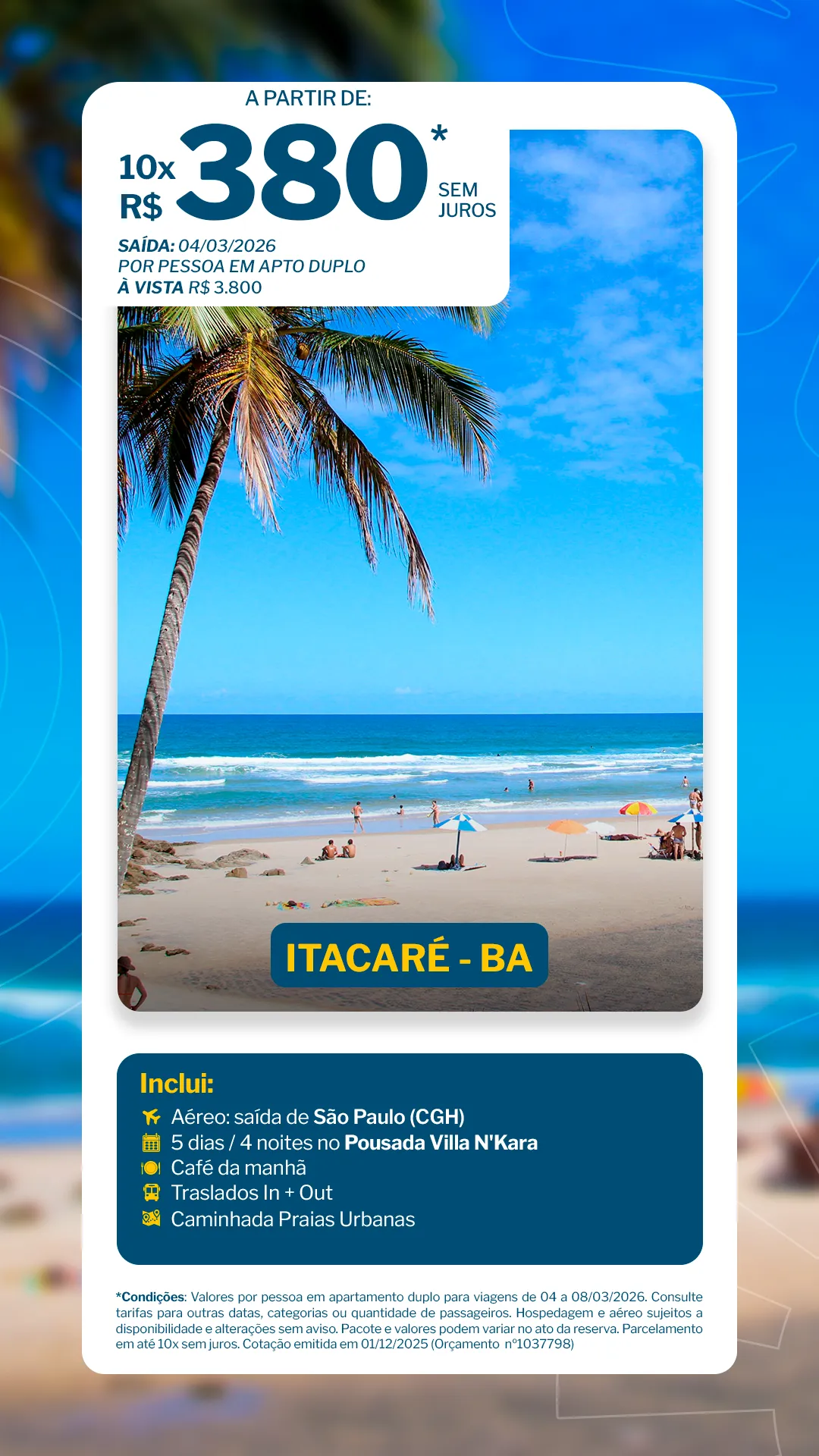 Itacaré - 4 noites - Pousada Villa N'Kara