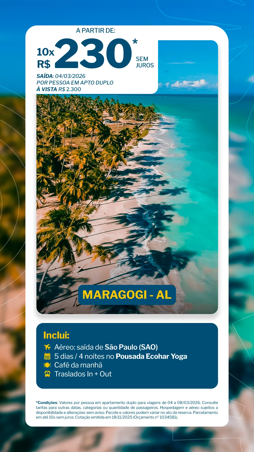 Maragogi -  4 noites - via MCZ