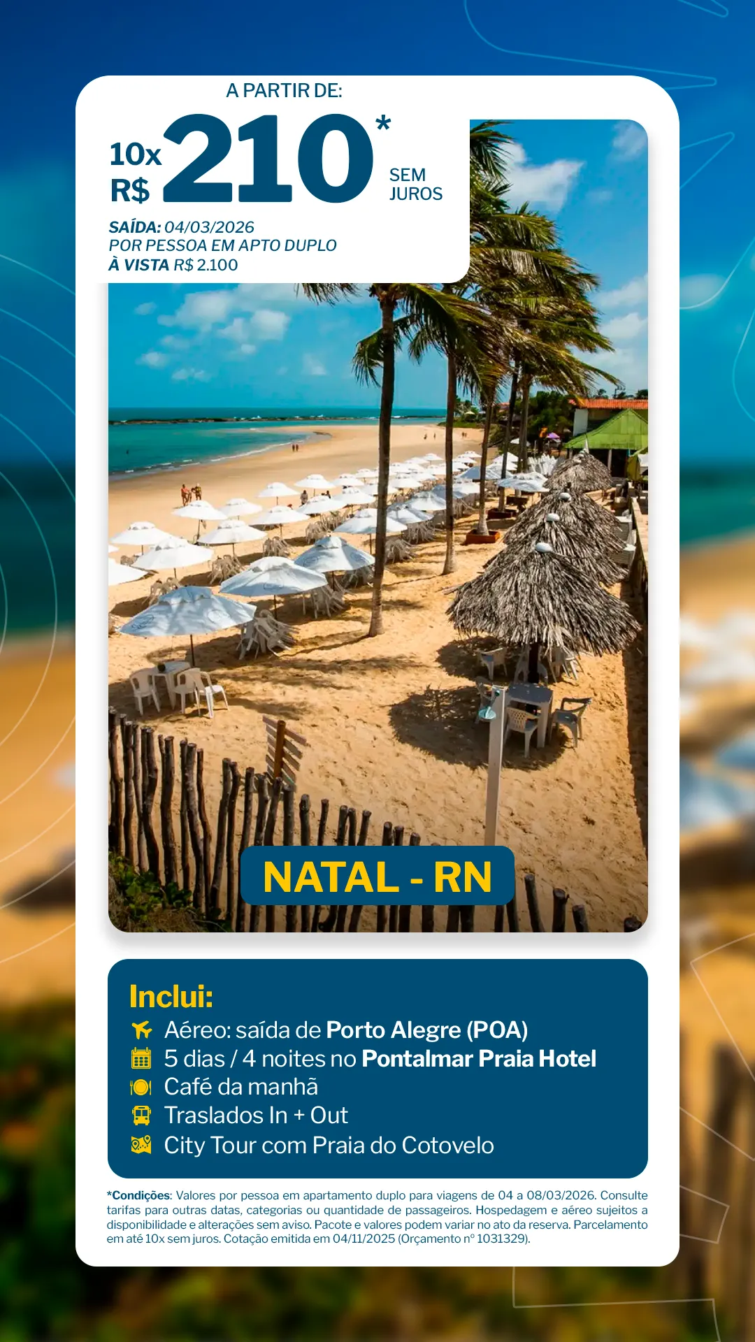 Natal - 4 noites - Pontalmar Praia Hotel