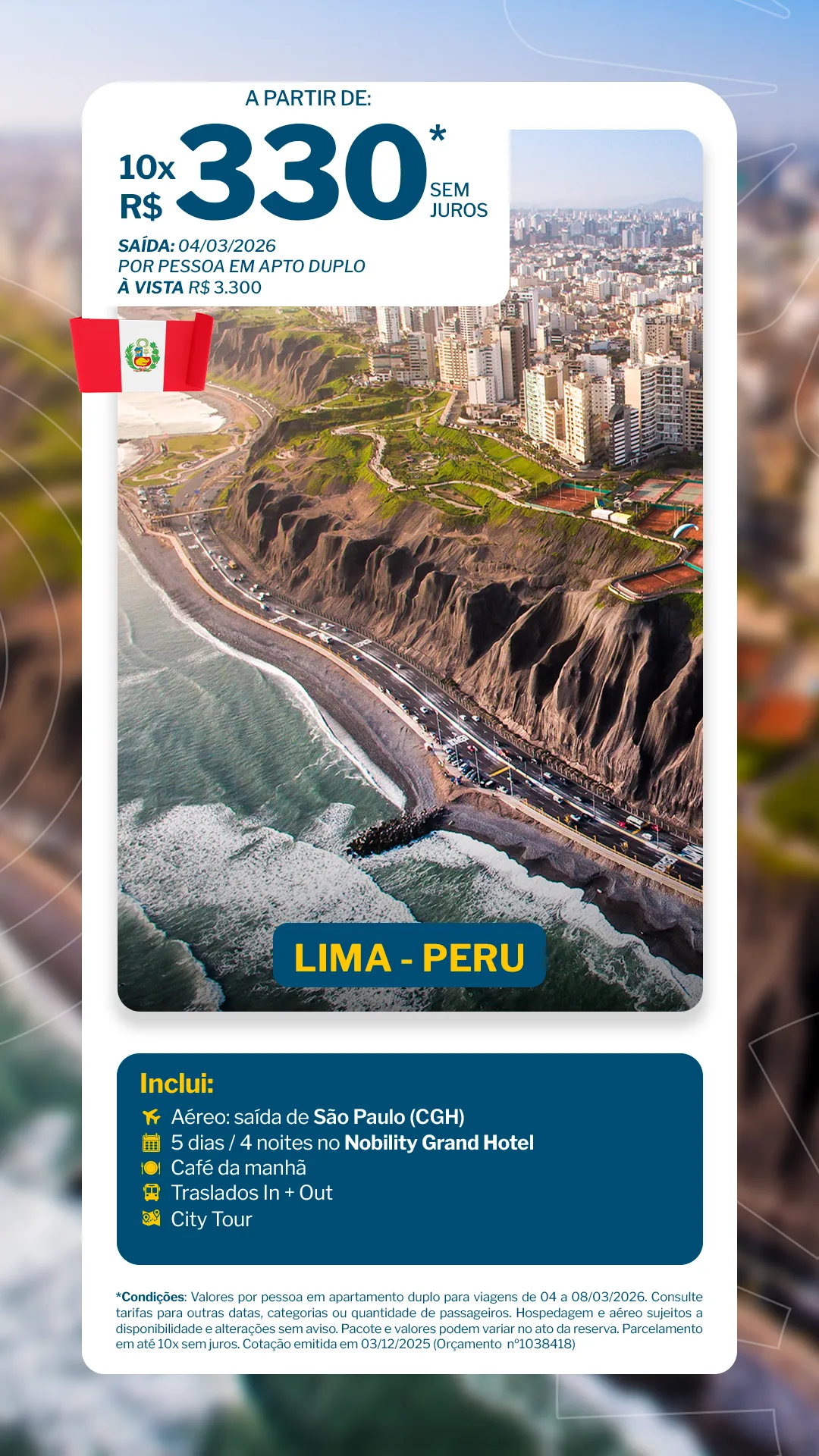 Lima - Peru - 4 noites - Nobillity Grand Hotel