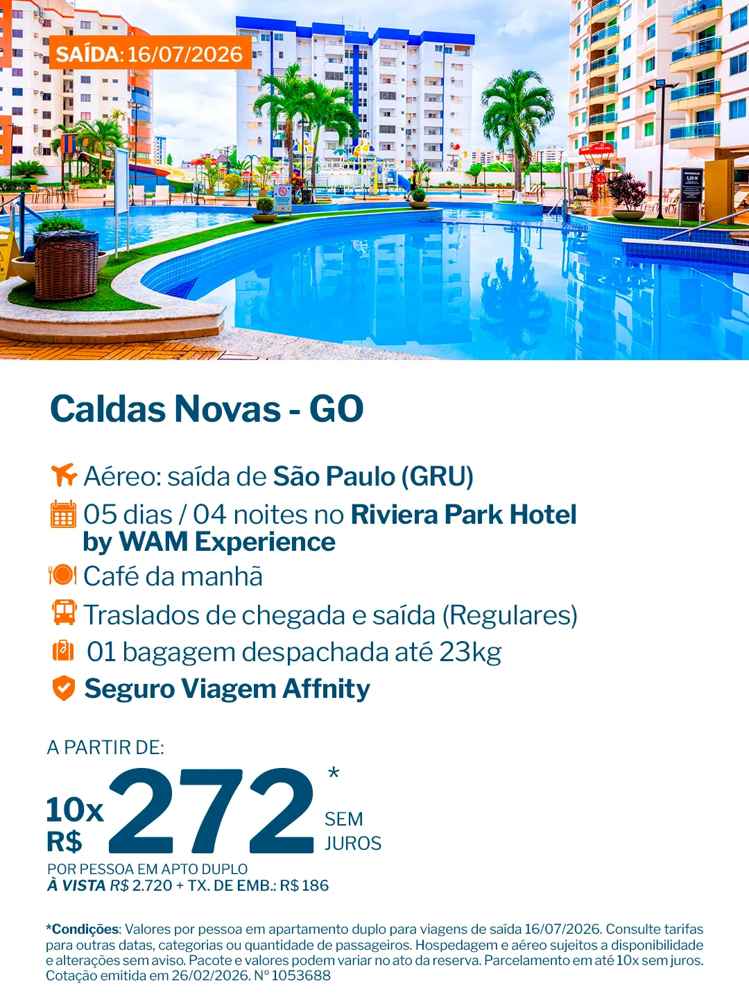 Caldas Novas - 5 noites - Riviera Park Hotel by WAM Experience
