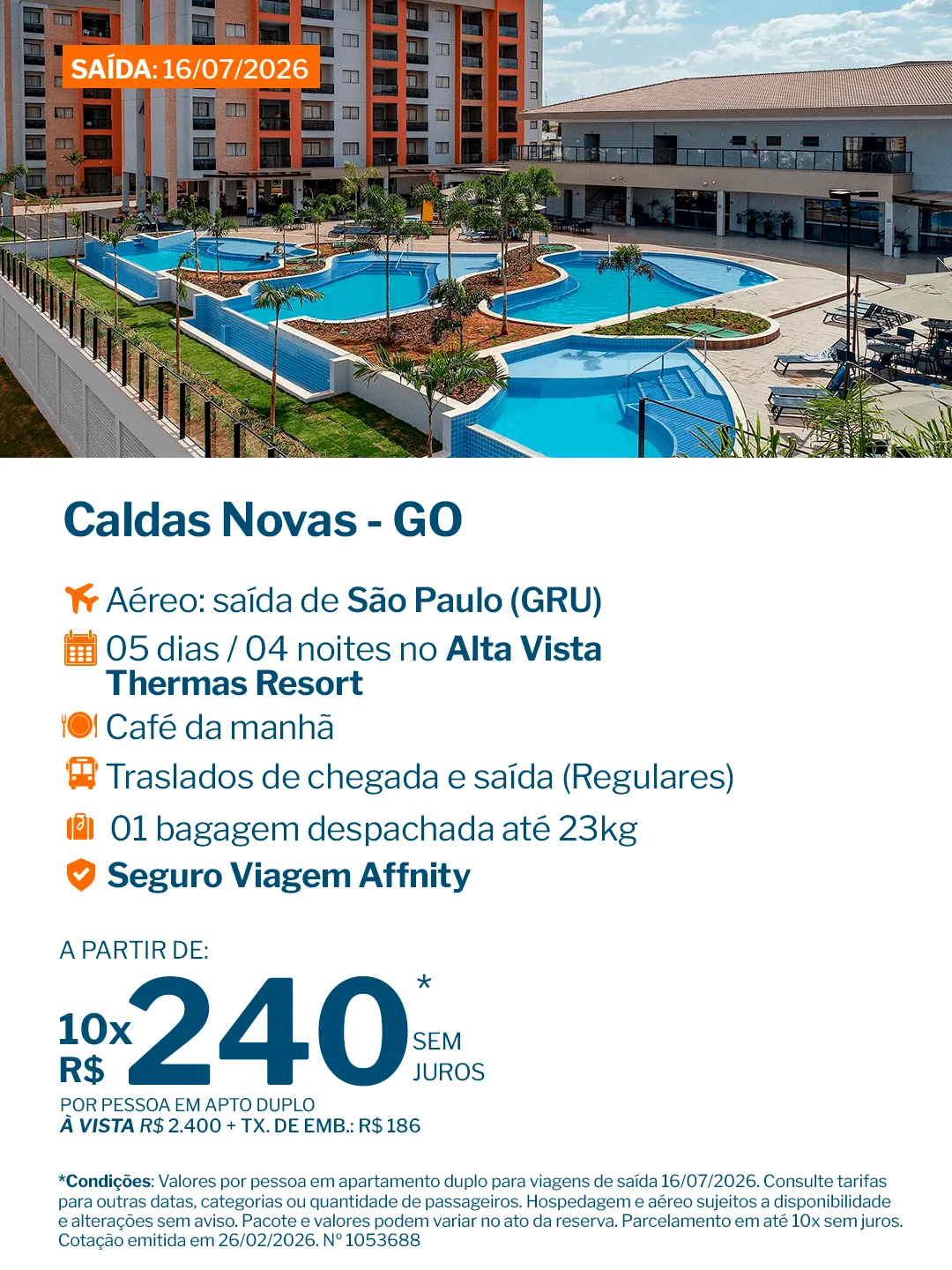 Caldas Novas - 4 noites - Alta Vista Thermas Resort