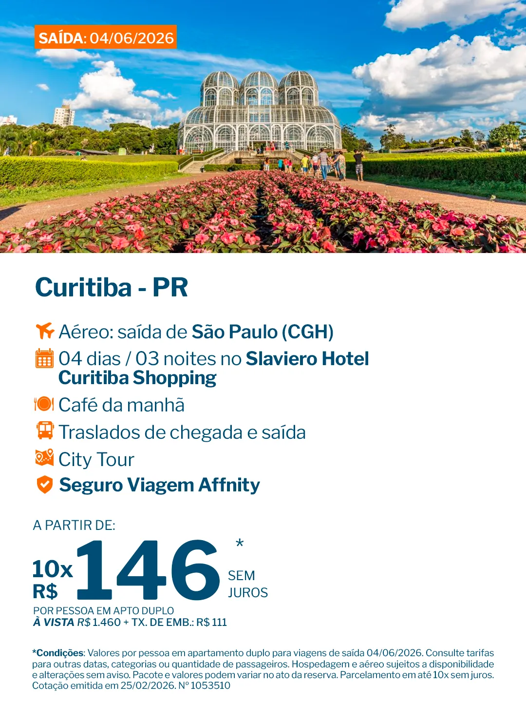 Caldas Novas - 3 noites - Slaviero Hotel Curitiba Shopping