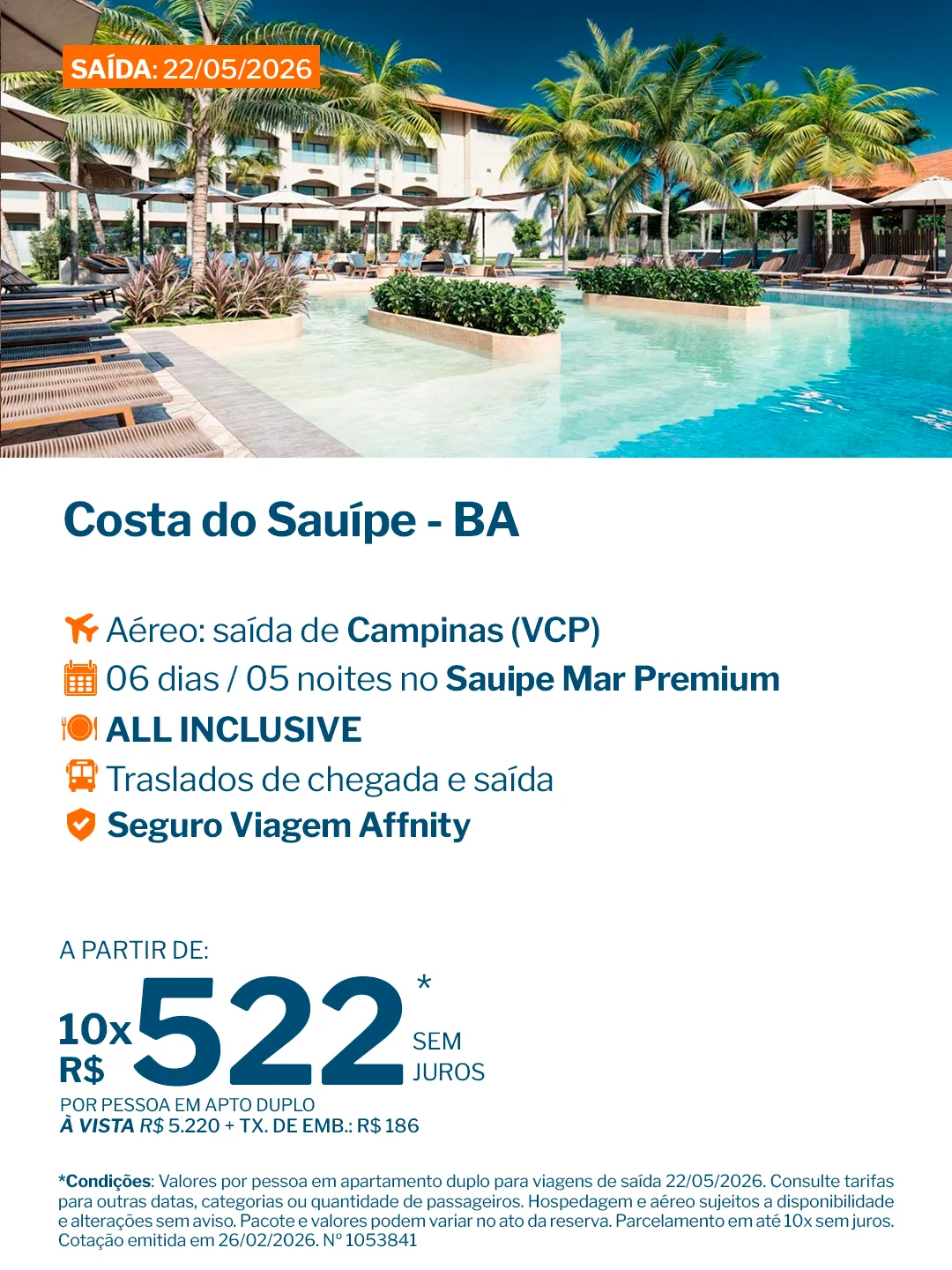 Costa do Sauípe - 5 noites - Sauipe Mar Premium