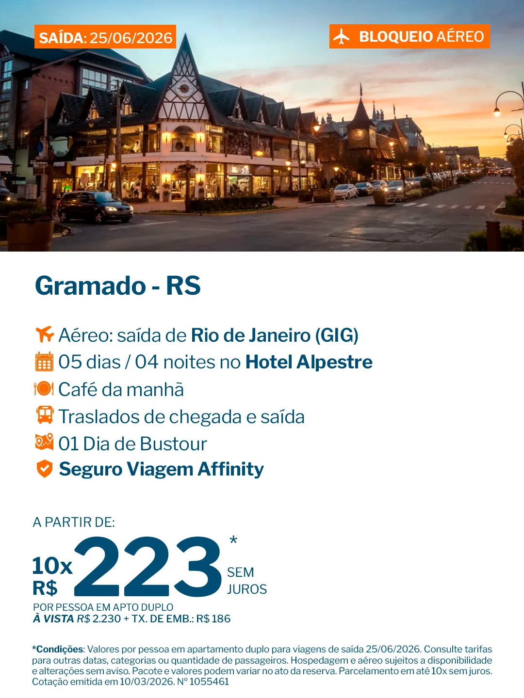Gramado - 4 noites - Hotel Alpestre - GIG