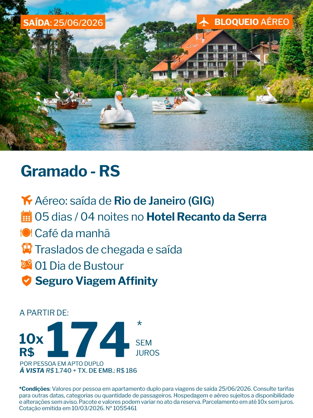 Gramado - 4 noites - Hotel Recanto da Serra - GIG