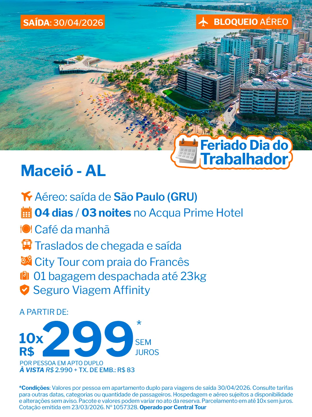 Maceió - 3 noites - Acqua Prime Hotel - GRU