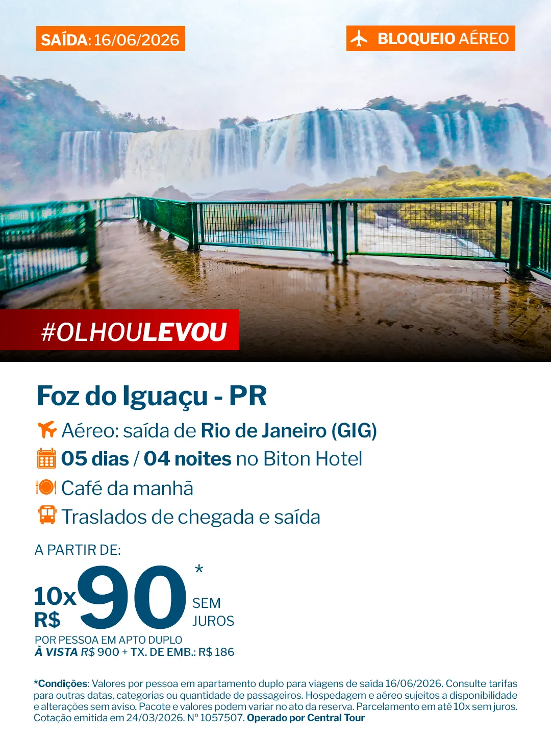 Foz do Iguaçu - 4 noites - Biton Hotel - GIG