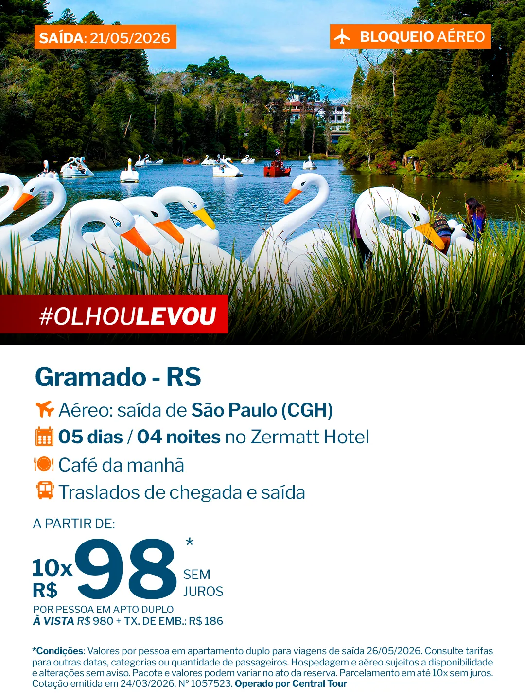 Gramado - 4 noites - Zermatt Hotel - CGH