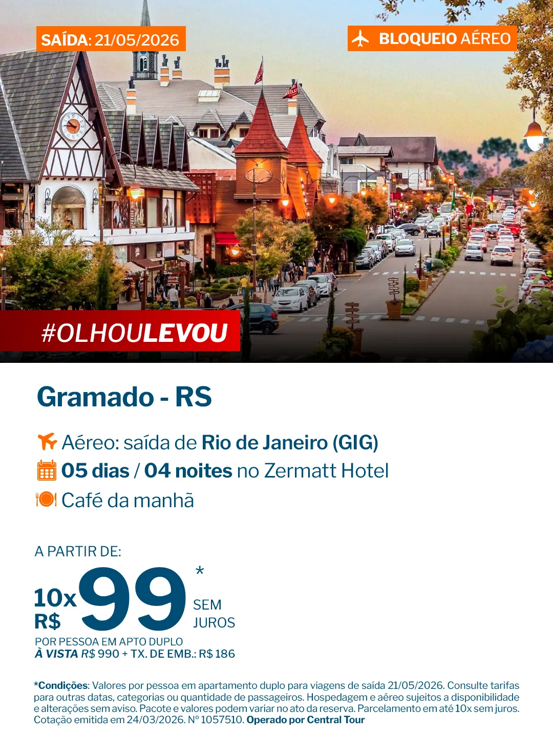 Gramado - 4 noites - Zermatt Hotel - GIG