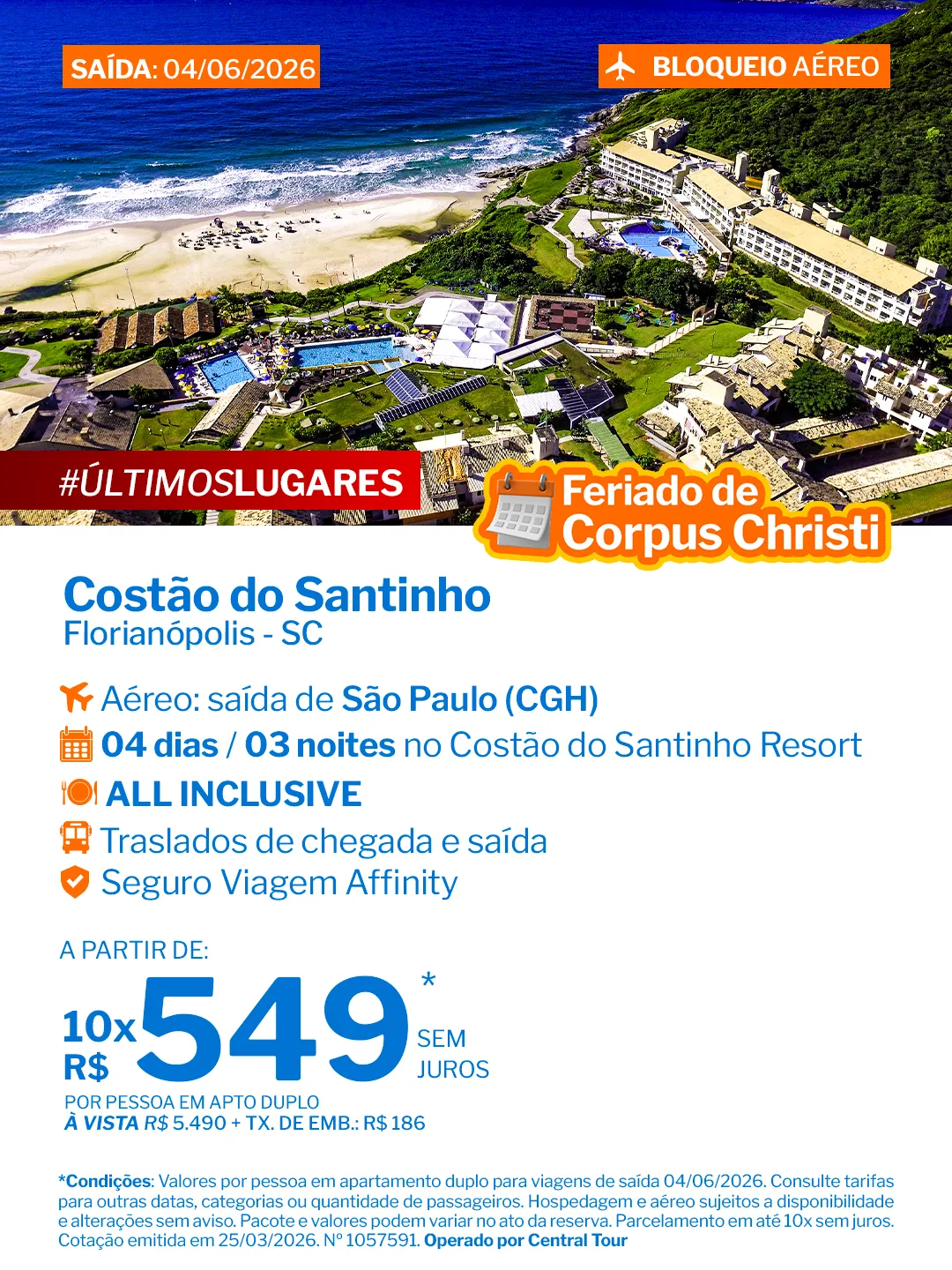 Costão do Santinho - 3 Noites - Costão do Santinho Resort - CGH