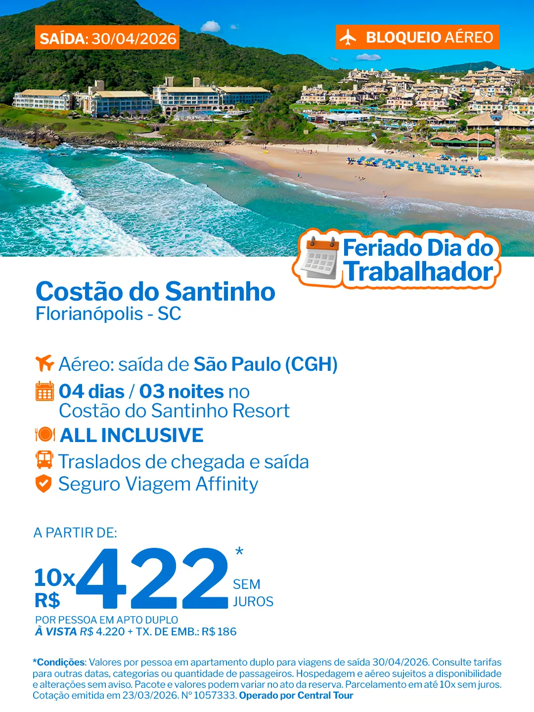 Costão do Santinho - 3 Noites - Costão do Santinho Resort - CGH